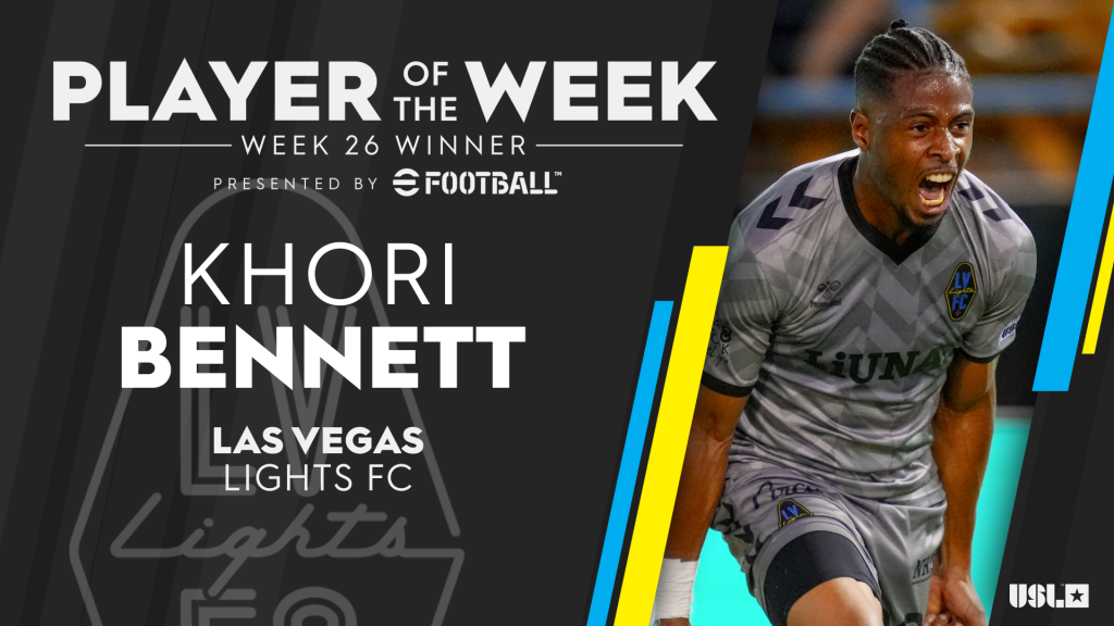 Las Vegas Lights FC Khori Bennett Player of the Week for Week 26