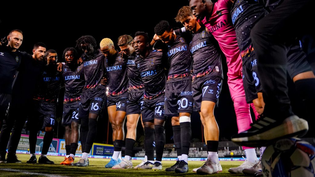 Las Vegas Lights FC team huddle