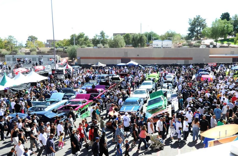 Crowds fill the lot for a 2012 car show at Cashman Field