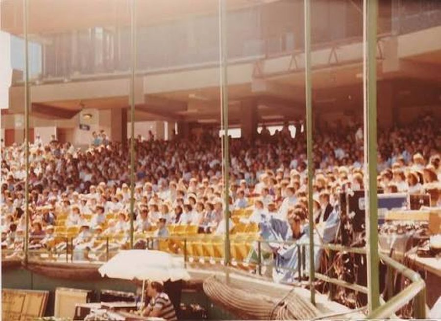 Fans fill the stands for a concert at Cashman Field
